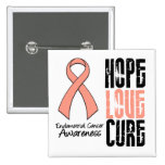 Endometrial Cancer Hope Love Cure Ribbon Pins