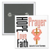 Endometrial Cancer Hope Love Faith Prayer Cross Pinback Button