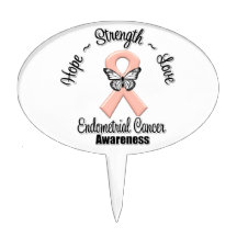 Endometrial Cancer Hope Strength Love Oval Cake Pick