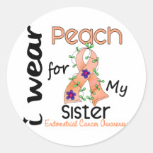 Endometrial Cancer I Wear Peach For My Sister 43 Round Stickers
