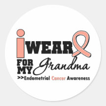 Endometrial Cancer I Wear Peach Ribbon For Grandma Stickers