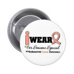 Endometrial Cancer I Wear Peach Ribbon For Someone Button