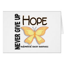 Endometrial Cancer Never Give Up Hope Butterfly 4 Cards