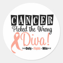 Endometrial  Cancer Picked The Wrong Diva v2 Round Stickers