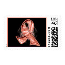 Endometrial Cancer Slogan Watermark Ribbon Stamps