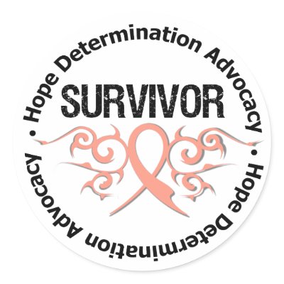 Endometrial Cancer Survivor Tribal Ribbon Round Sticker