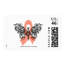 Endometrial Cancer Tribal Butterfly Ribbon Postage