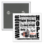 Endometrial Cancer Warrior Fight Slogans buttons