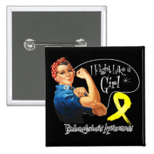 Endometriosis Fight Like a Girl Rosie The Riveter Buttons
