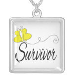 Endometriosis Survivor Butterfly Ribbon necklaces