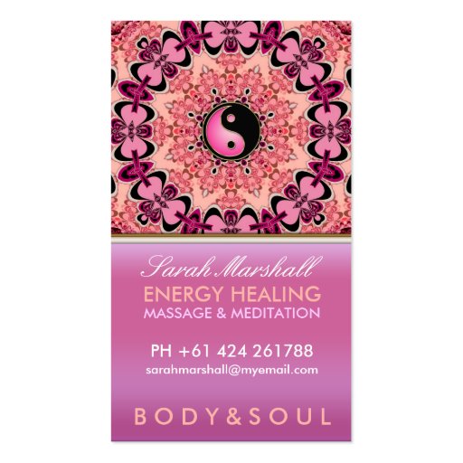 Energy Healing Holistic Peach Pink Business Card (front side)