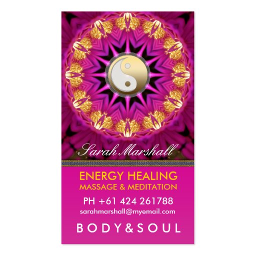 Energy Healing Holistic Pink Gold Business Card (front side)