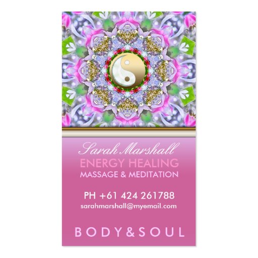 Energy Healing Holistic Pink Sparkle Business Card (front side)