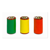 energy management concept - green, red and yellow business card