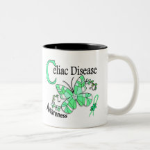 Enfermedad celiaca de la mariposa 2 del vitral taza de café