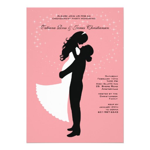 Engaged Couple Silhouette - Engagement Party Invit Invitation