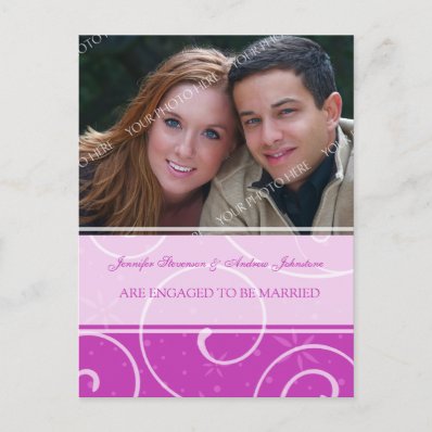Engagement Announcement Photo Postcards Pink