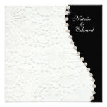 Engagement Black and White Vintage Pattern Invite