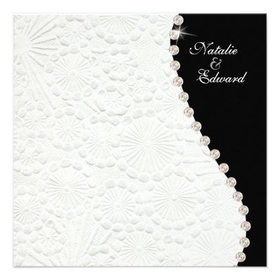 Engagement Black and White Vintage Pattern Invite