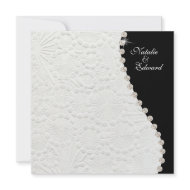 Engagement Black and White Vintage Pattern Invite invitation