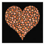 Engagement Black Tangerine Roses Heart Invite