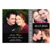 Engagement Collage Save The Date Card - Gray