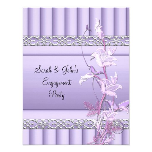 Engagement Elegant Soft Pretty Lilac Floral Personalized Announcement (front side)