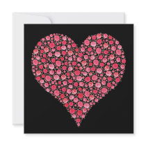 Engagement Invite Black Pink  Dream Roses Heart