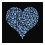 Engagement Pair of Rose Hearts Black & Blue Custom Invite