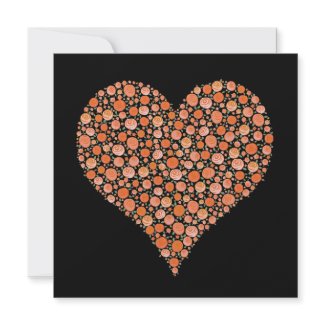 Engagement Pair of Rose Hearts Black & Orange invitation