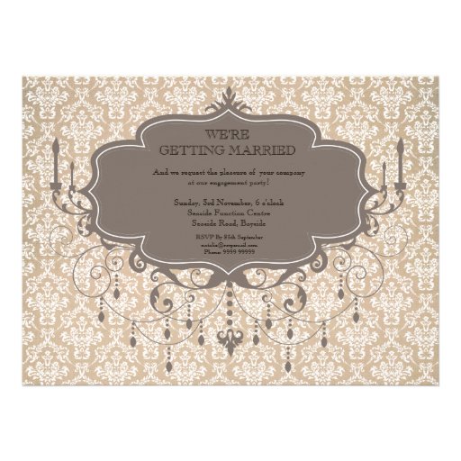 Engagement Party Antique Chandelier Photo Invite