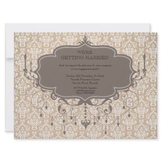 Engagement Party Antique Chandelier Photo Invite invitation