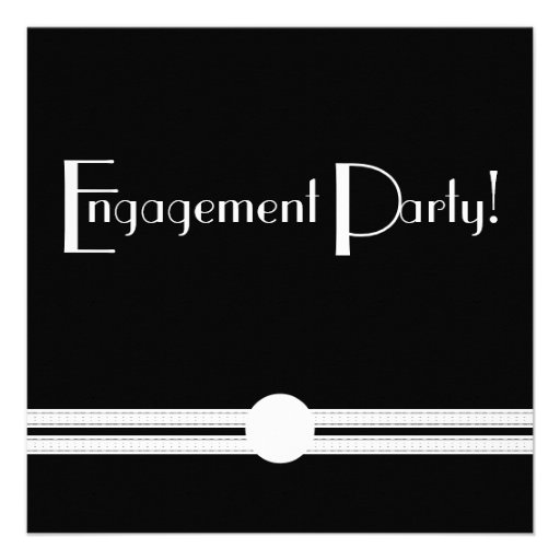 Engagement  Party Art Deco Black and White Custom Invites