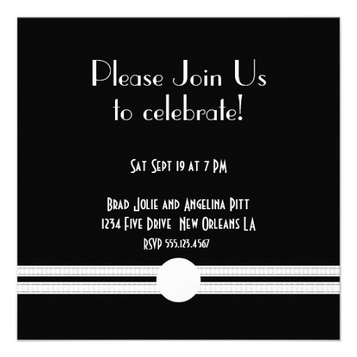 Engagement  Party Art Deco Black and White Custom Invites