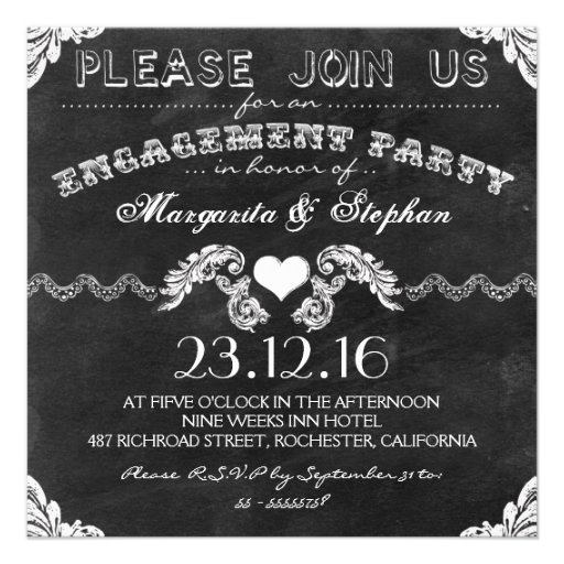 engagement party black chalkboard invitations