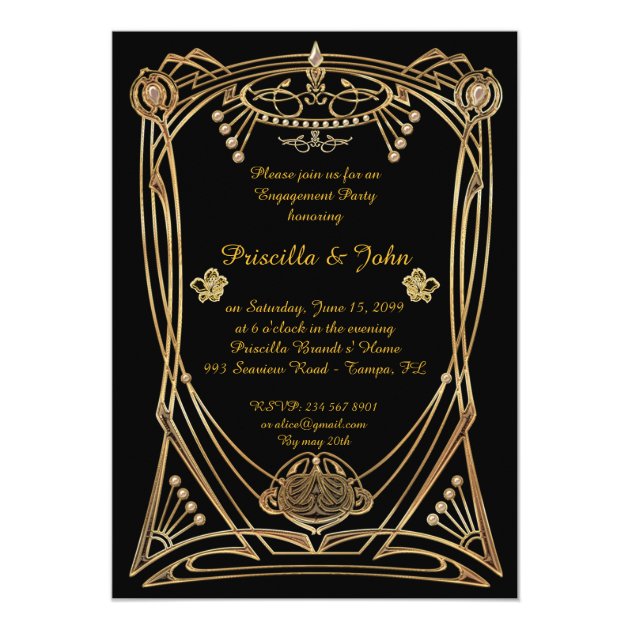 Engagement Party, great Gatsby, art-deco, black Card