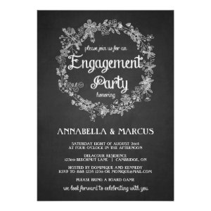 Engagement Party Invitation - Floral Chalkboard
