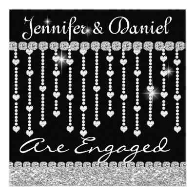 Engagement Party Invitation with Crystals & Hearts