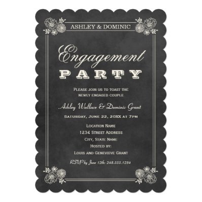 Engagement Party Invitations | Black Chalkboard Custom Announcements