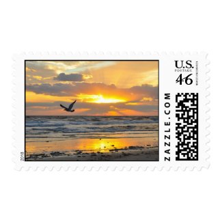Engagement Proposal Sunrise on the Beach Stamps stamp