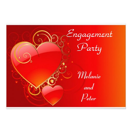 Engagement red Heart  Invitation
