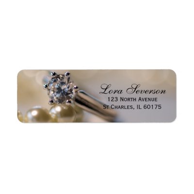 Engagement Ring and Pearls Return Address Label by loraseverson