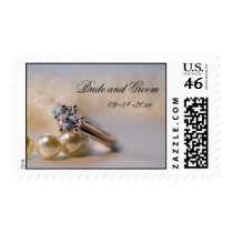 Engagement Ring and Pearls Wedding Postage Stamp by loraseverson Engagement Ring and Pearls Wedding Postage Stamp