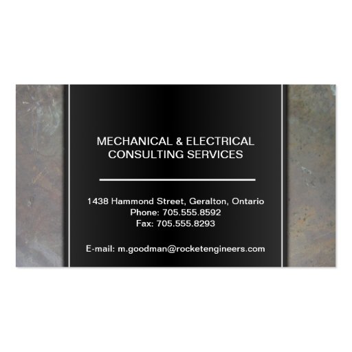 Engineer Consultant Business Card - Rock Texture (back side)