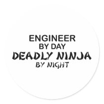Engineer Deadly Ninja by Night Round Stickers