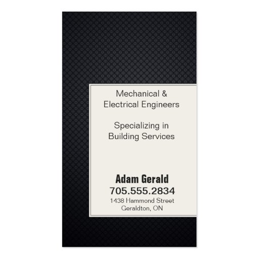Engineering Business Card Modern Black Texture (back side)