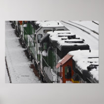 Engines Waiting in the Snow Print
