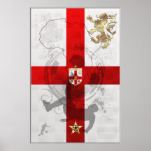 England Africa 3 Lions Large Football Poster