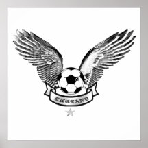 England black and white Soccer wings gifts Poster