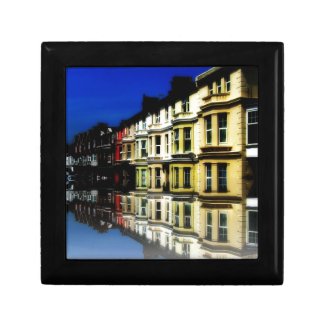 England Building Reflections Blue Digital Art Gift Box